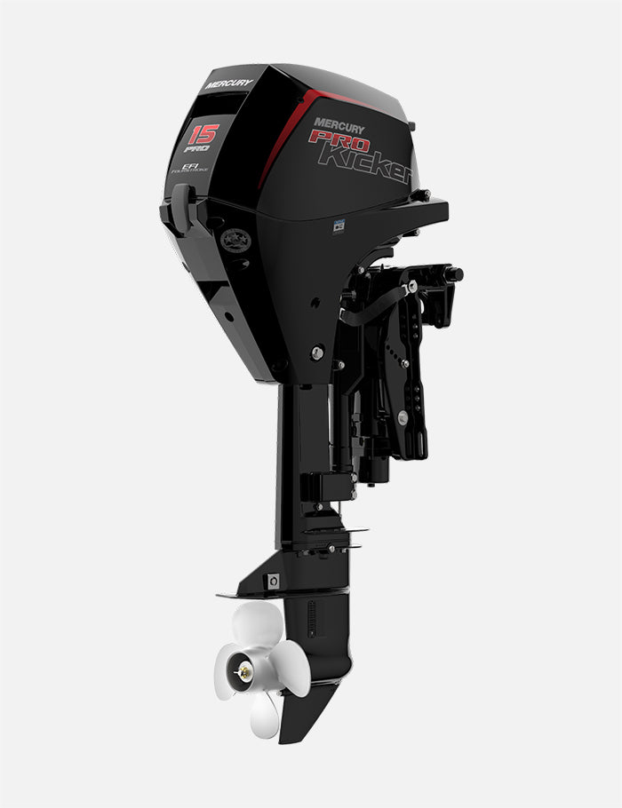 Mercury 15HP EXLPT EFI ProKicker FourStroke 25" Shaft Remote Outboard w/ Electric Start & Power Tilt, 1A15462BK