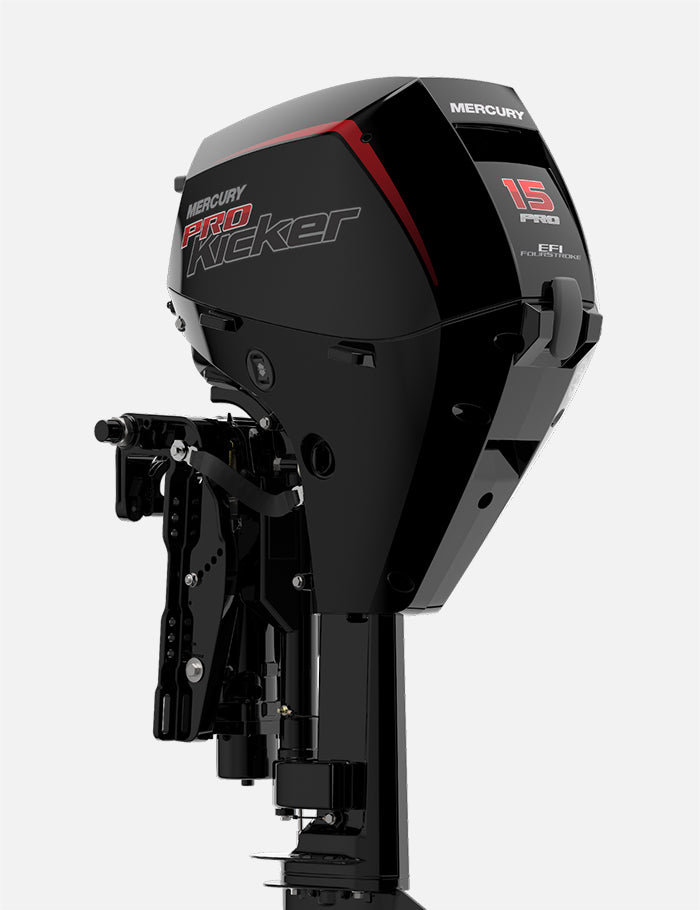 Mercury 15HP EXLPT EFI ProKicker FourStroke 25" Shaft Remote Outboard w/ Electric Start & Power Tilt, 1A15462BK