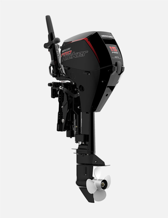 Mercury 15HP EXLHPT EFI ProKicker FourStroke 25" Shaft Tiller Outboard w/ Electric Start & Power Tilt, 1A15461BK
