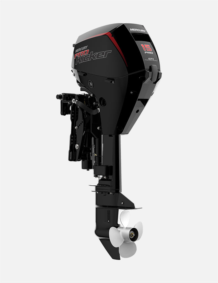 Mercury 15HP EXLPT EFI ProKicker FourStroke 25" Shaft Remote Outboard w/ Electric Start & Power Tilt, 1A15462BK