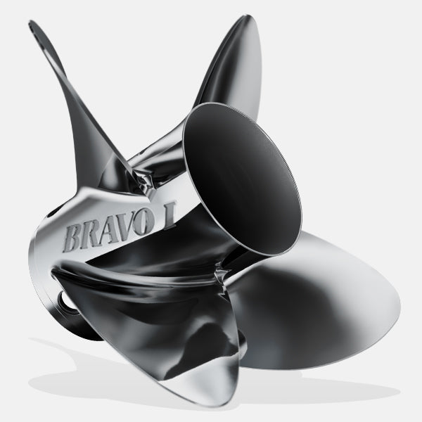 Mercury Racing Bravo 1 LY Pro Finished Propeller. Mercury Bravo One 4-Blade Stainless Steel Propeller. Long Tube Stern Lift.