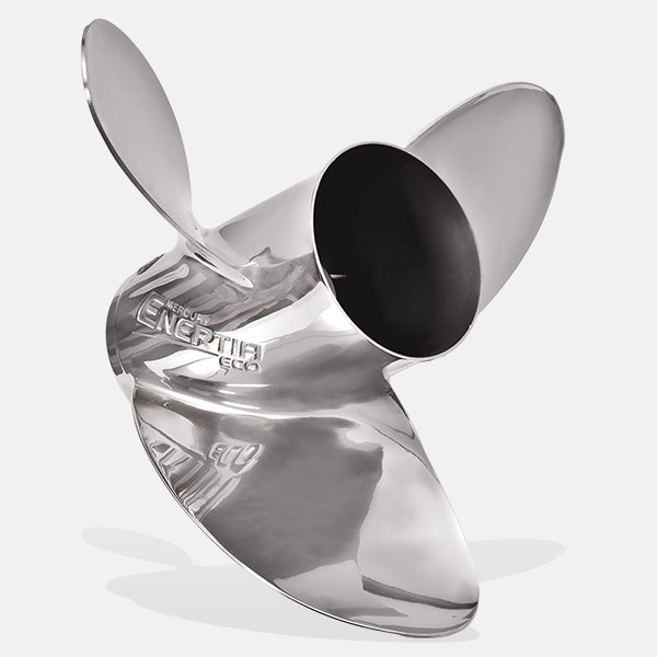 Mercury Enertia Eco Propeller. Mercury 3-Blade Stainless Steel Propeller. Engineered For Fuel Economy & Cruising Performance