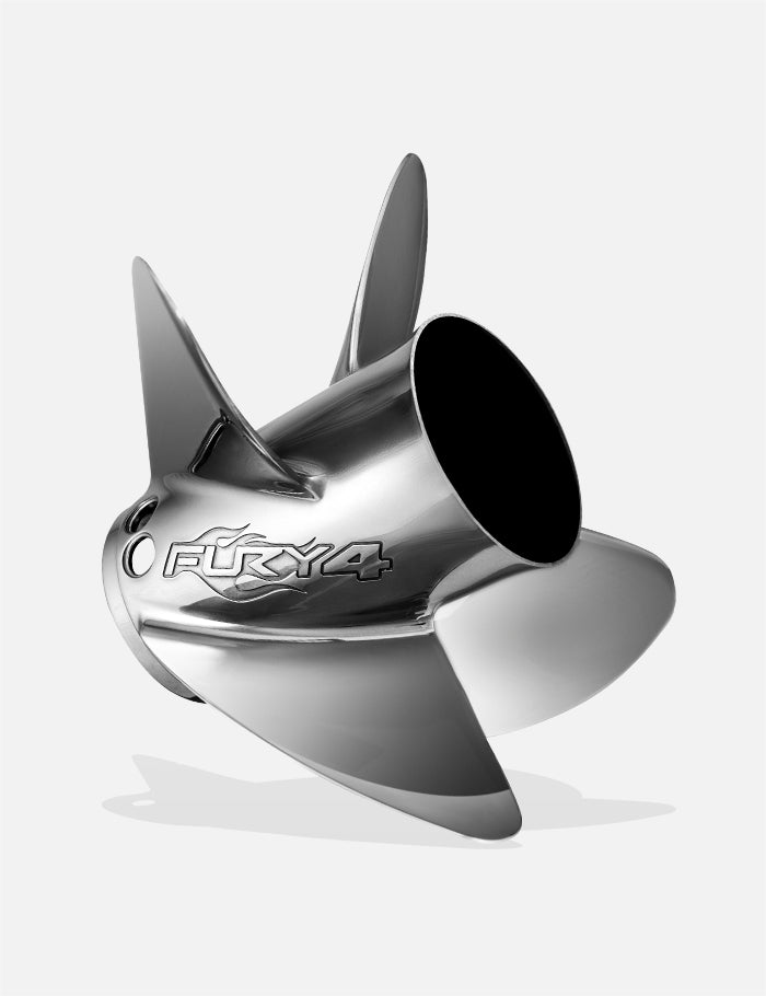 Mercury Fury 4 Propeller. Mercury 4-Blade Stainless Steel Propeller. For Mercury High Horsepower Outboards Optimized For Acceleration.