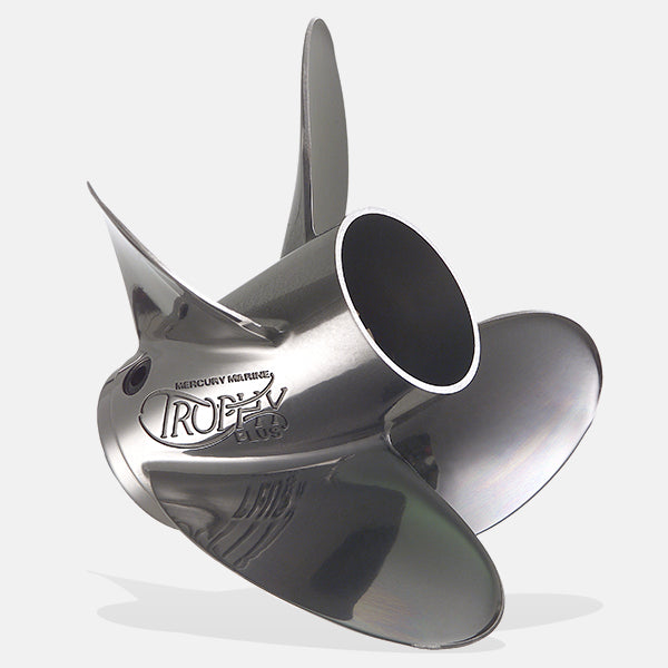 Mercury Trophy Plus Propeller. Mercury 4-Blade Stainless Steel Propeller. Ideal For Fishing Boats With Mid-Powered Mercury Outboards.